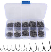 500PCS Premium Fishhooks, 10 Sizes High Carbon Steel Fishing Hooks for Saltwater/Freshwater (3# -12#)